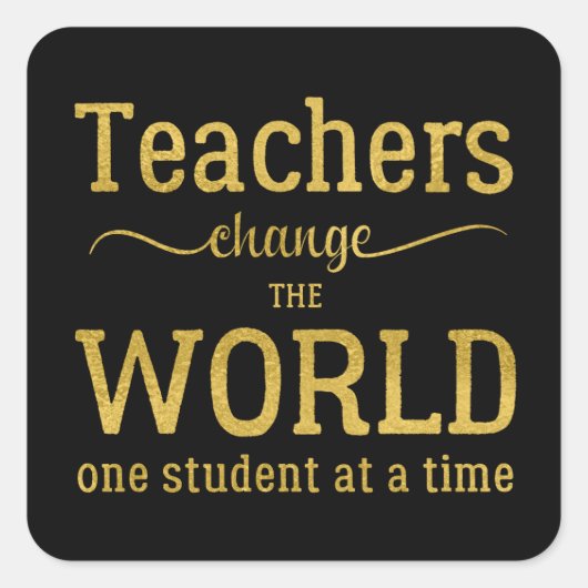 先生認識金ゴールドブラックタイポグラフィ引用文 スクエアシール (正面)