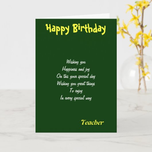 先生誕生日カード カード (黄色い花)