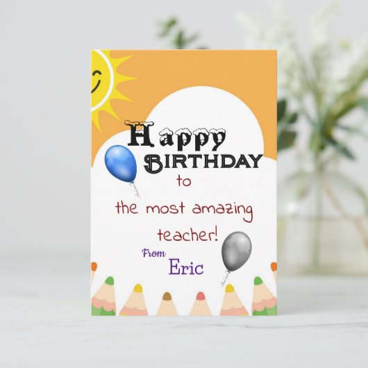 先生誕生日 カード (スタンド正面)