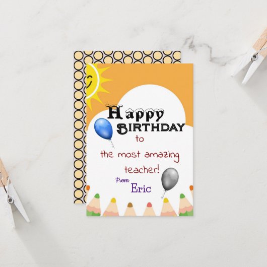 先生誕生日 カード (正面/裏面インサイチュ)