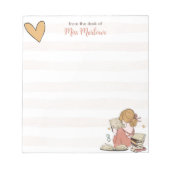 先生読の書庫ストライプのパーソナライズされた ノートパッド (正面)