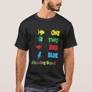 先生読・スクワッド・ワン・ツー・レッド・ブルー・フィッシュ Tシャツ