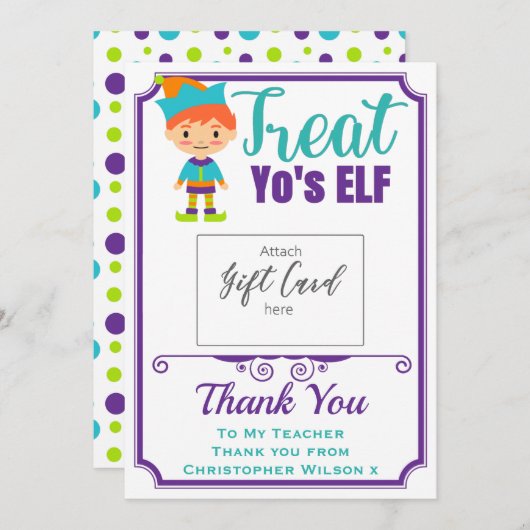 先生謝意お客様自身のギフトカード (正面/裏面)