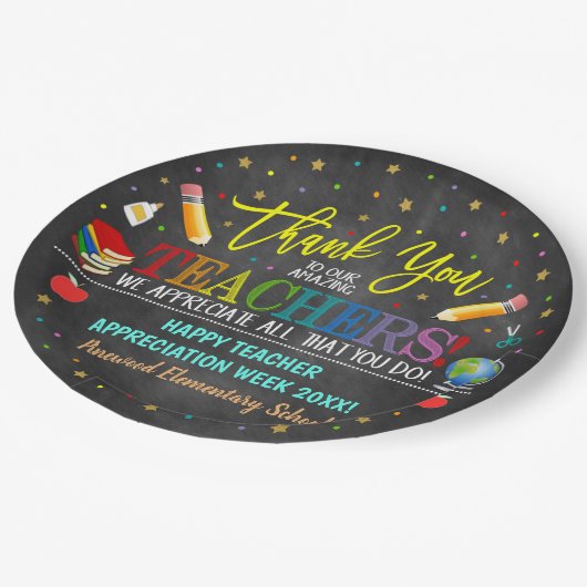 先生賞の週のパーティーデコール  ペーパープレート (アングル)