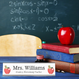 先生賞味日、かわいい赤りんご、カスタム デスクネームプレート