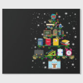 先生贈与 |学校に関連するクリスマスツリー ラッピングペーパー (フラット)