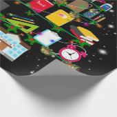 先生贈与 |学校に関連するクリスマスツリー ラッピングペーパー (角)