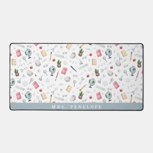 先生贈与 |水彩パターパーソナライズされたン デスクマット (正面)