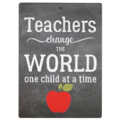 先生赤りんごチョークボードタイポグラフィ引用文 クリップボード (裏面)