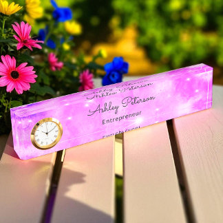 先生起業家ギフトパープルスパークル デスクネームプレート