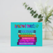 先生退職したギフト積み上げデザイン ポストカード (スタンド正面)