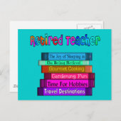 先生退職したギフト積み上げデザイン ポストカード (正面/裏面)