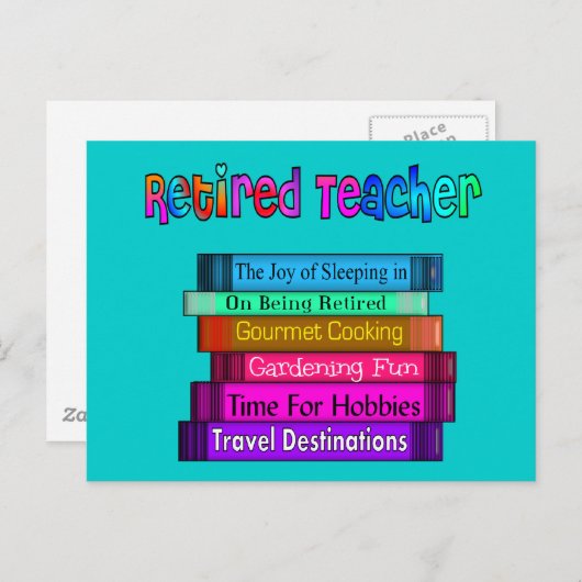 先生退職したギフト積み上げデザイン ポストカード (正面/裏面)