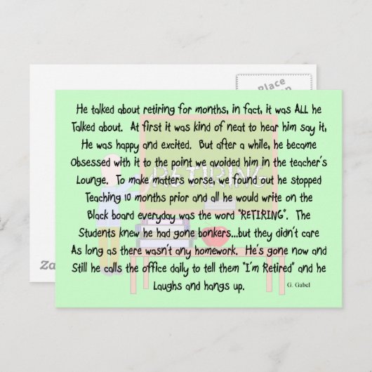 先生退職したストーリーアート「リタイアに取り憑かれる」 ポストカード (正面/裏面)