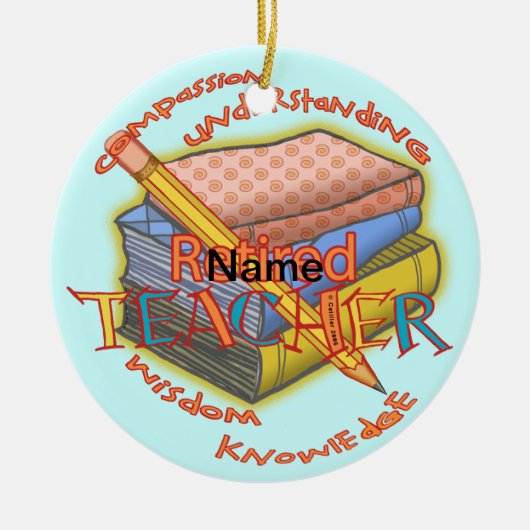 先生退職したモットラウンドオーナメント セラミックオーナメント (正面)