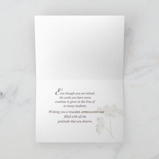 先生退職した先生感謝の日ワイルドフロー カード (内部)