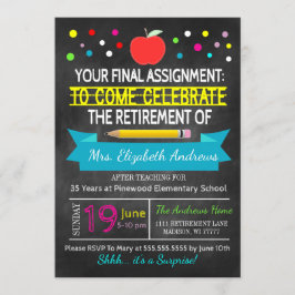 先生退職チャルクボード学校が永遠に 招待状