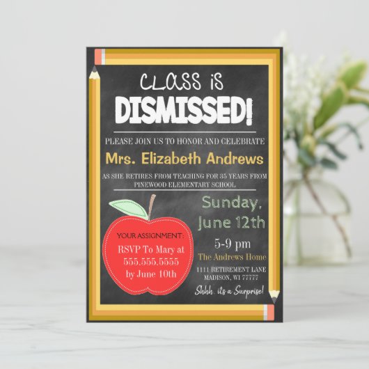 先生退職チャルクボード学校が永遠に 招待状 (スタンド正面)
