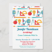 先生退職パーティの招待状 カラフル 招待状 (正面)