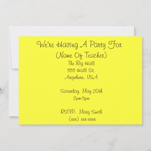 先生退職パーティの招待状 招待状 (裏面)