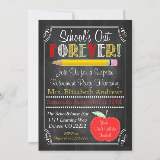 先生退職パーティの招待状 招待状 (正面)