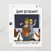 先生退職後はがきを持って行く ポストカード (正面/裏面)