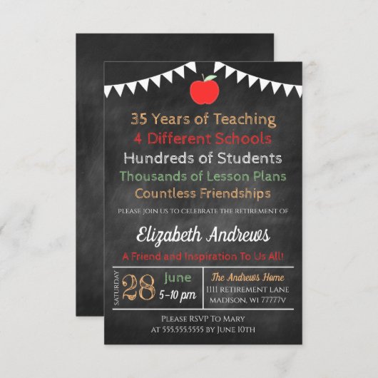 先生退職招待状 招待状 (正面/裏面)