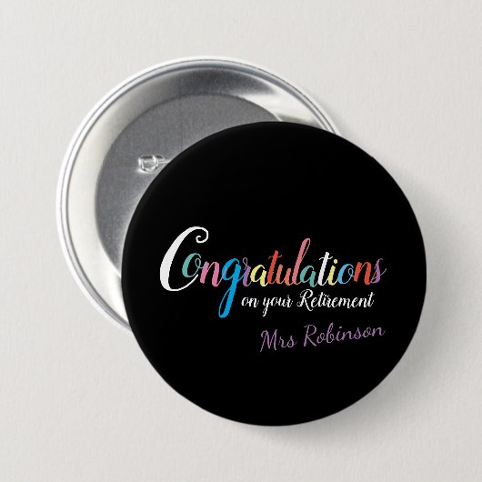 先生退職祝 缶バッジ (正面&裏面)