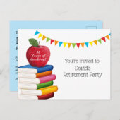 先生退職、アップル、先生退職 インビテーションポストカード (正面/裏面)