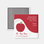 先生連絡マグネット – Red Apple マグネット (正面/裏面)