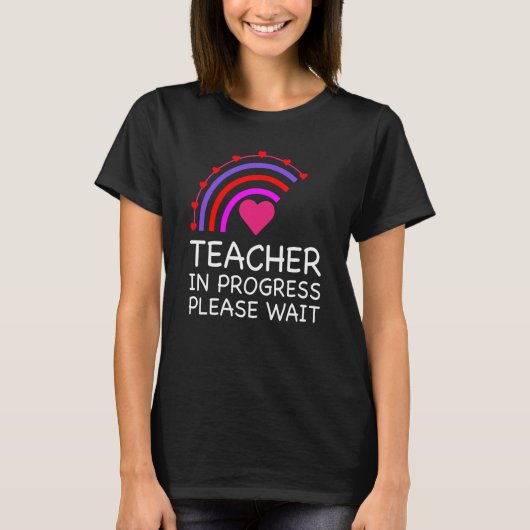 先生進行中お待ち可愛い先生レインブ Tシャツ (正面)