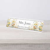 先生野生パーソナライズされた花 デスクネームプレート (正面)