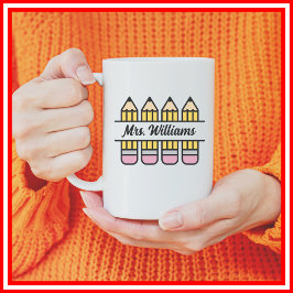 先生鉛筆新学期鑑賞 コーヒーマグカップ