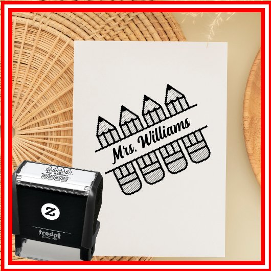 先生鉛筆新学期鑑賞 セルフインキングスタンプ