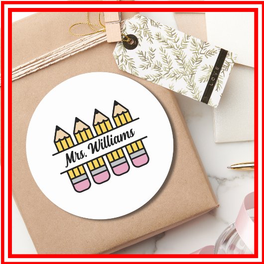 先生鉛筆新学期鑑賞 ラウンドシール