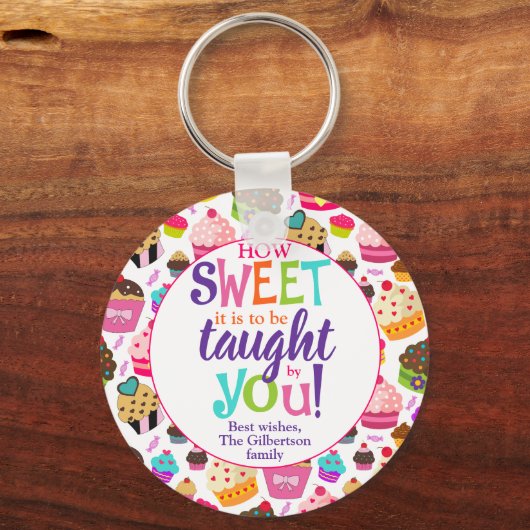 先生鑑賞どのように甘いカップケーキ キーホルダー (正面)
