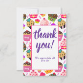 先生鑑賞どのように甘いカップケーキ サンキューカード (裏面)