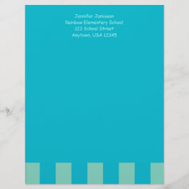 先生鑑賞アクアブルー&グリーン，名前， レターヘッド