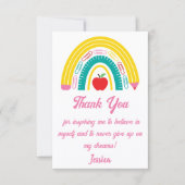 先生鑑賞カラフルレインボーピンク サンキューカード (正面)