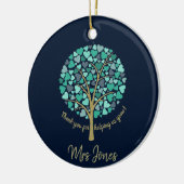 先生鑑賞ギフト金ゴールドグリッターハートツリー セラミックオーナメント (左)