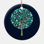 先生鑑賞ギフト金ゴールドグリッターハートツリー セラミックオーナメント (裏面)