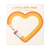 先生鑑賞ハート鉛筆カスタム ノートパッド (正面)