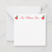 先生鑑賞パーソナライズされたかわいいハートシック ノートカード (裏面)