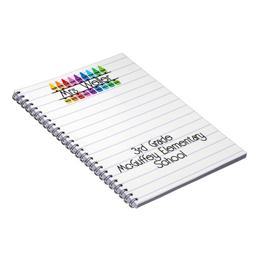 先生鑑賞パーソナライズされた赤クレヨン裏打ち ノートブック (右側)