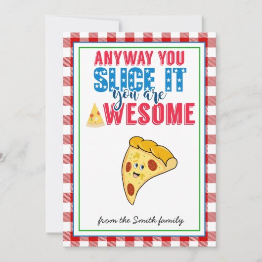 先生鑑賞ピザギフト先生スライス 招待状 (正面)