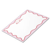 先生鑑賞ピンク赤の波線 ノートパッド (アングル)