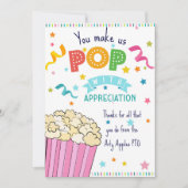 先生鑑賞ポップコーンサンキューカードホルダー 招待状 (正面)