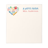 先生鑑賞レトロハートアップルカスタム ノートパッド (正面)