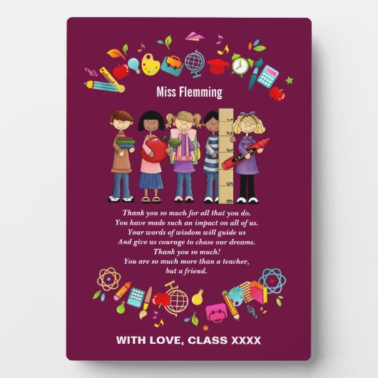 先生鑑賞名前をカスタムするギフト フォトプラーク (正面)