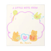 先生鑑賞幼稚園キャットベアカスタム ノートパッド (正面)